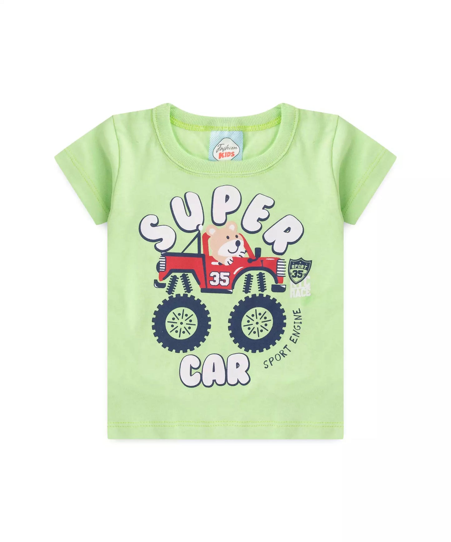 Camiseta de Verão para Bebê Menino Urso Verde