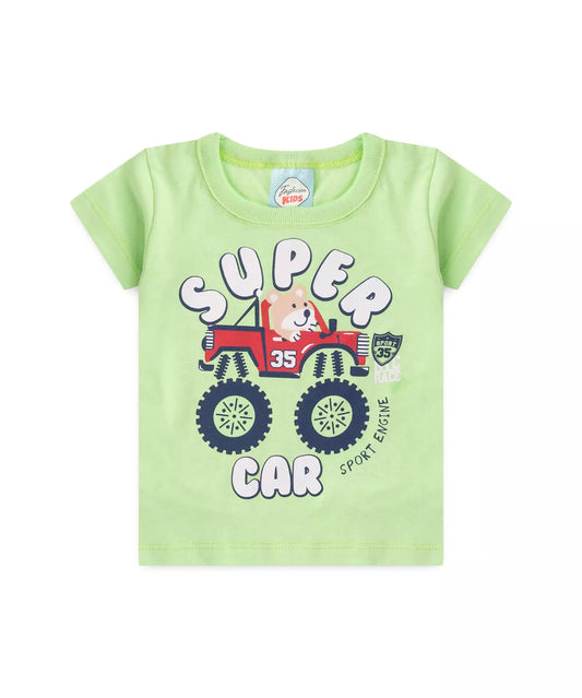 Camiseta de Verão para Bebê Menino Urso Verde