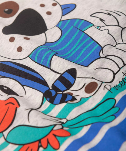 Camiseta de Verão para Menino Cachorrinho Pirata Mescla