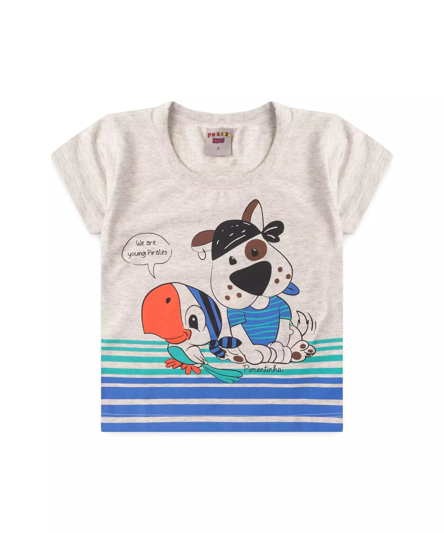 Camiseta de Verão para Menino Cachorrinho Pirata Mescla