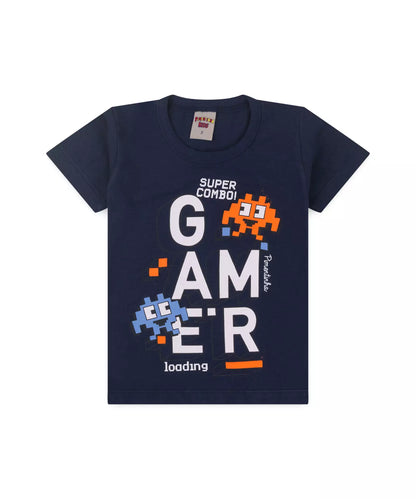 Camiseta de Verão para Menino Game Marinho