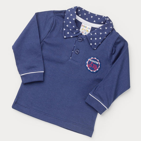 Camiseta Gola Polo Marinho para Bebê Menino