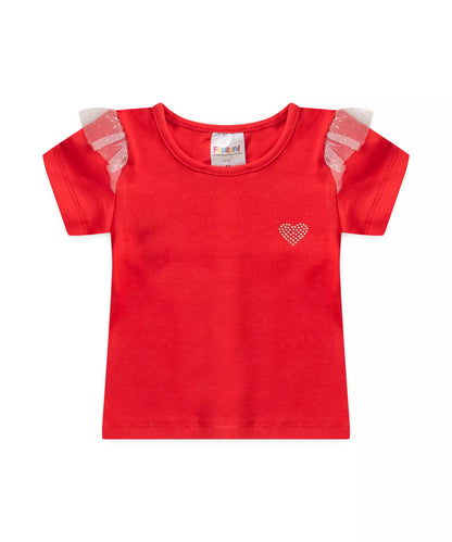 Camiseta Infantil Feminina Básica Vermelha