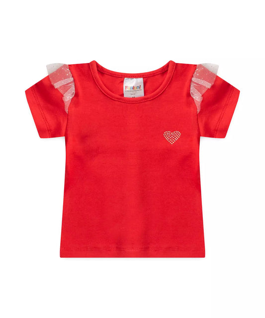 Camiseta Infantil Feminina Básica Vermelha