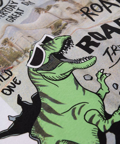 Camiseta Infantil Masculina Dinossauro Branca