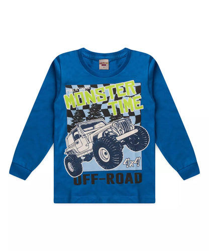 Camiseta Infantil Masculina Estampada Azul