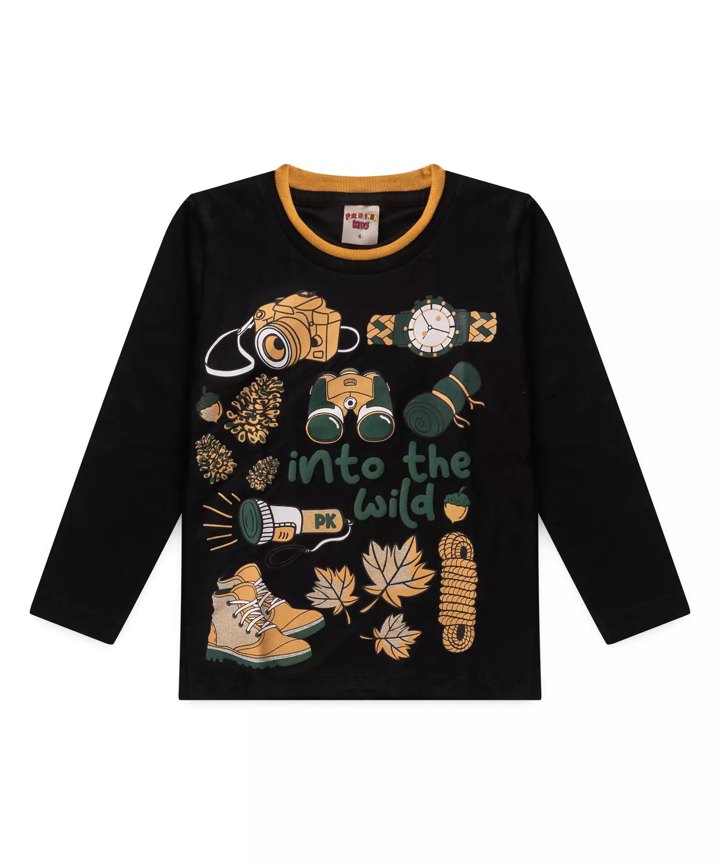 Camiseta Infantil Masculina Estampada Preta