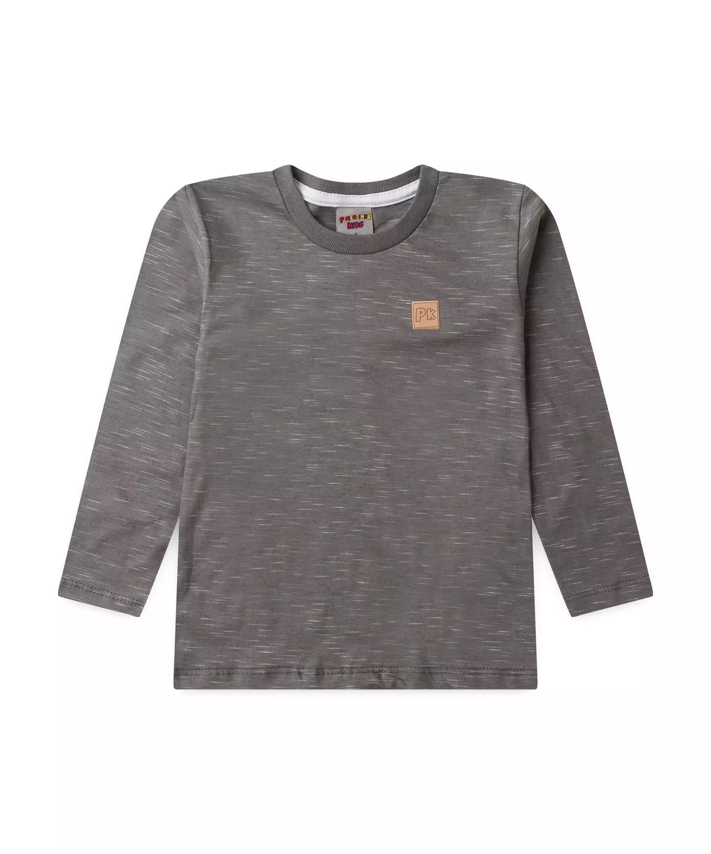 Camiseta Manga Longa Infantil Masculina Básica Cinza