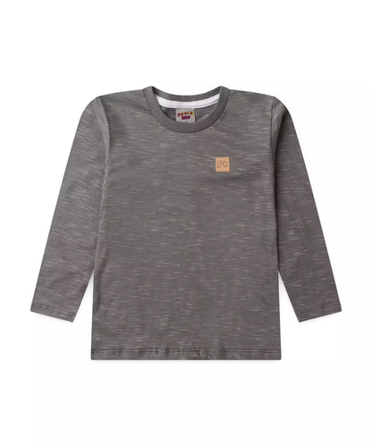 Camiseta Manga Longa Infantil Masculina Básica Cinza