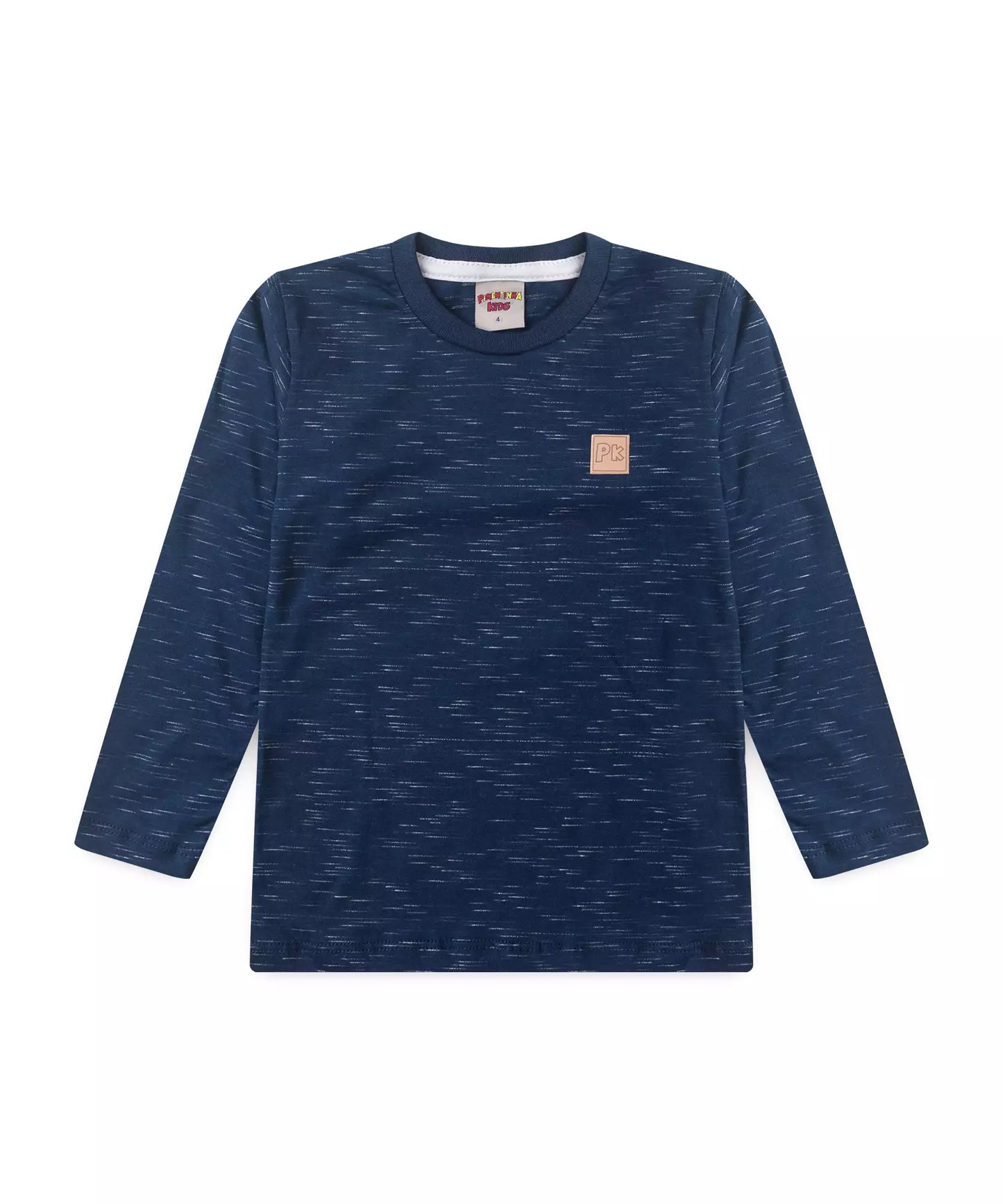 Camiseta Manga Longa Infantil Masculina Básica Marinho