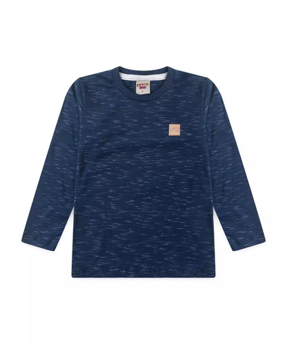 Camiseta Manga Longa Infantil Masculina Básica Marinho