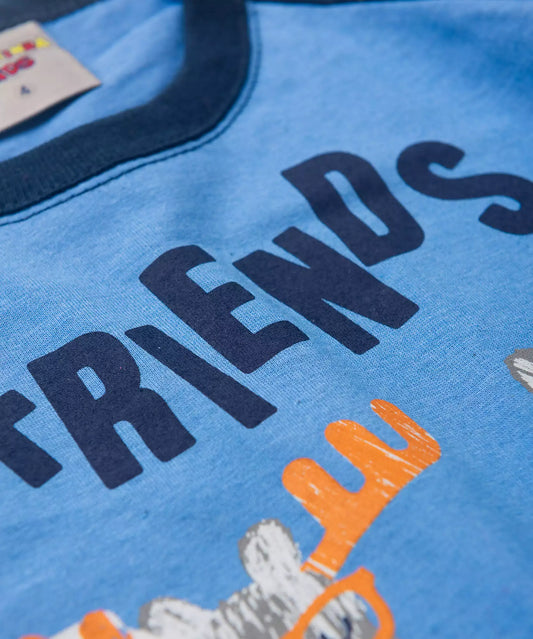 Camiseta Manga Longa Infantil Masculina Bichinhos Azul