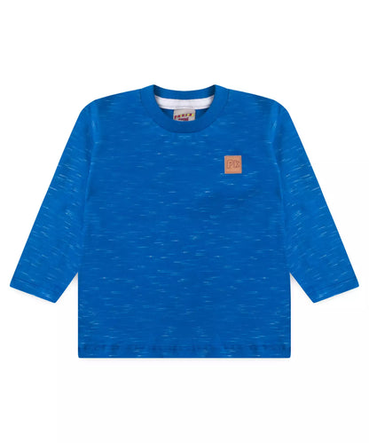 Camiseta Manga Longa para Menino Básica Azul