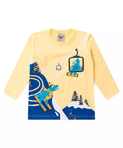 Camiseta Manga Longa para Menino Dino Amarelo