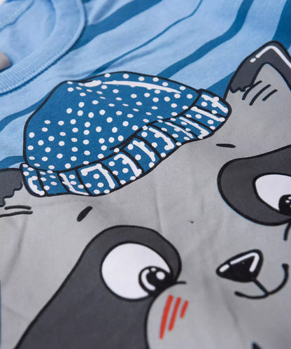 Camiseta Manga Longa para Menino Guaxinim Azul
