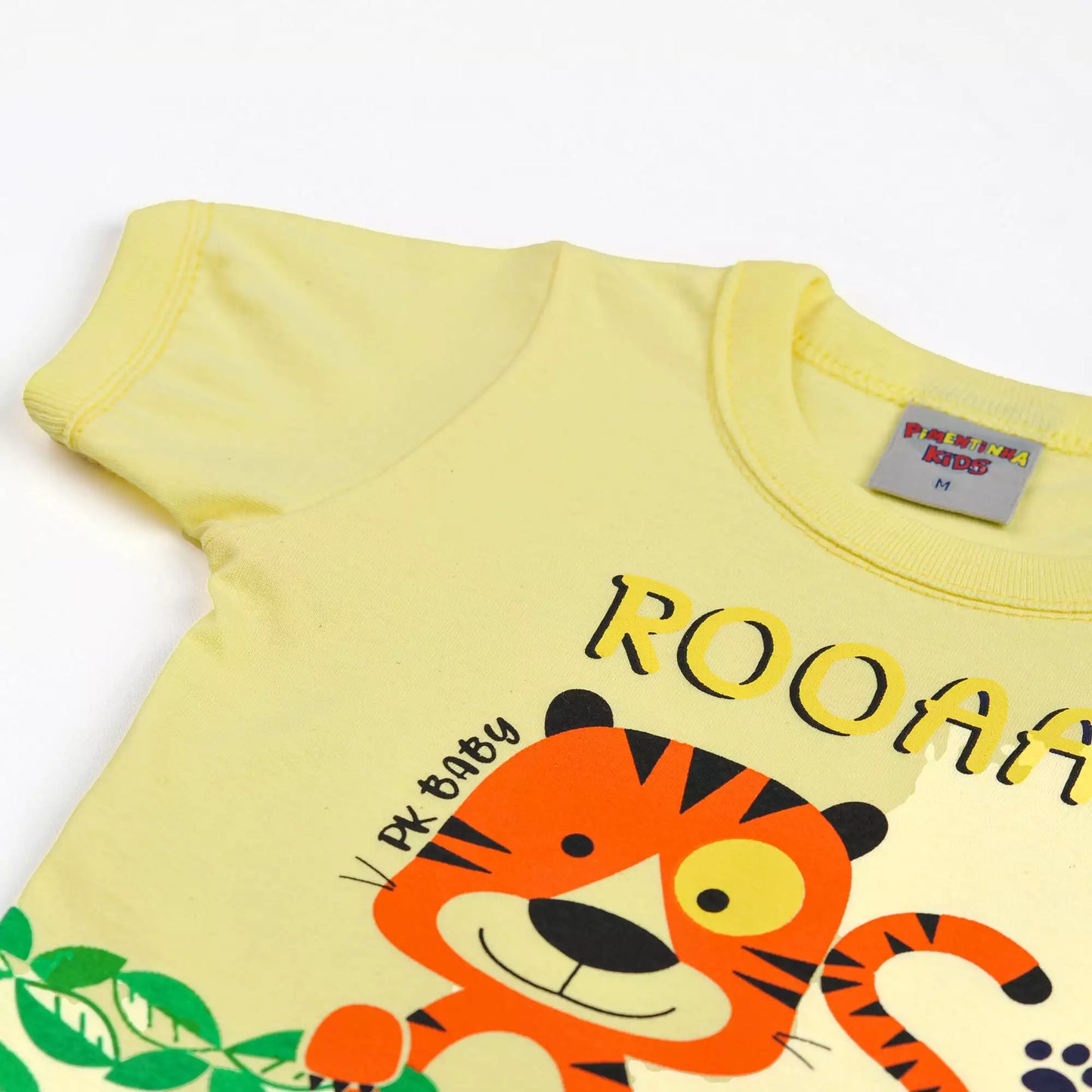 Camiseta para Bebê Menino Amarelo com Estampa de Tigre