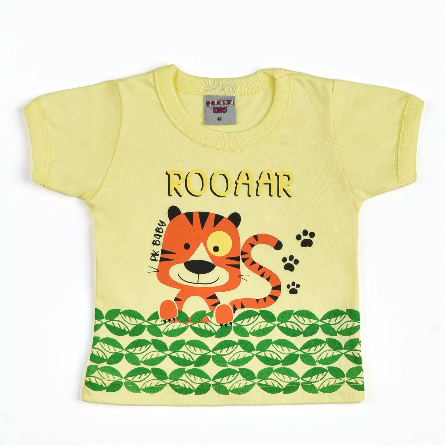 Camiseta para Bebê Menino Amarelo com Estampa de Tigre