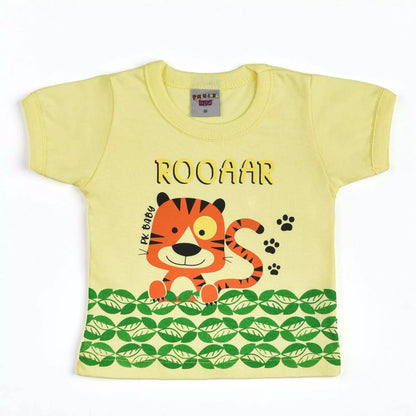 Camiseta para Bebê Menino Amarelo com Estampa de Tigre