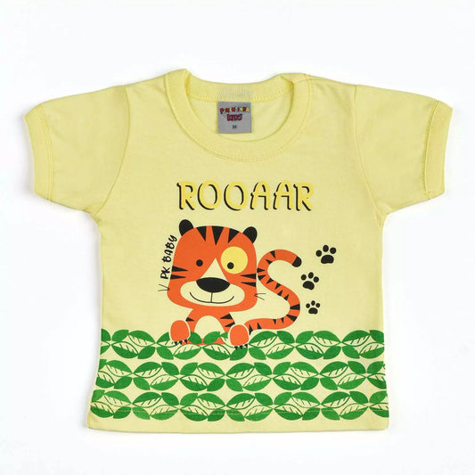 Camiseta para Bebê Menino Amarelo com Estampa de Tigre