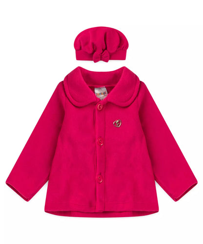Casaco com Soft para Bebê Menina com Boina Pink