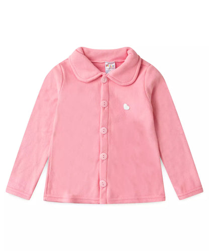 Casaco de Soft Infantil Feminino Coração Rosa