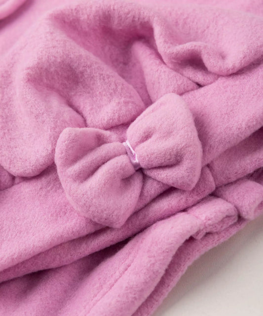 Casaco de Soft para Bebê Menina com Boina Rosa