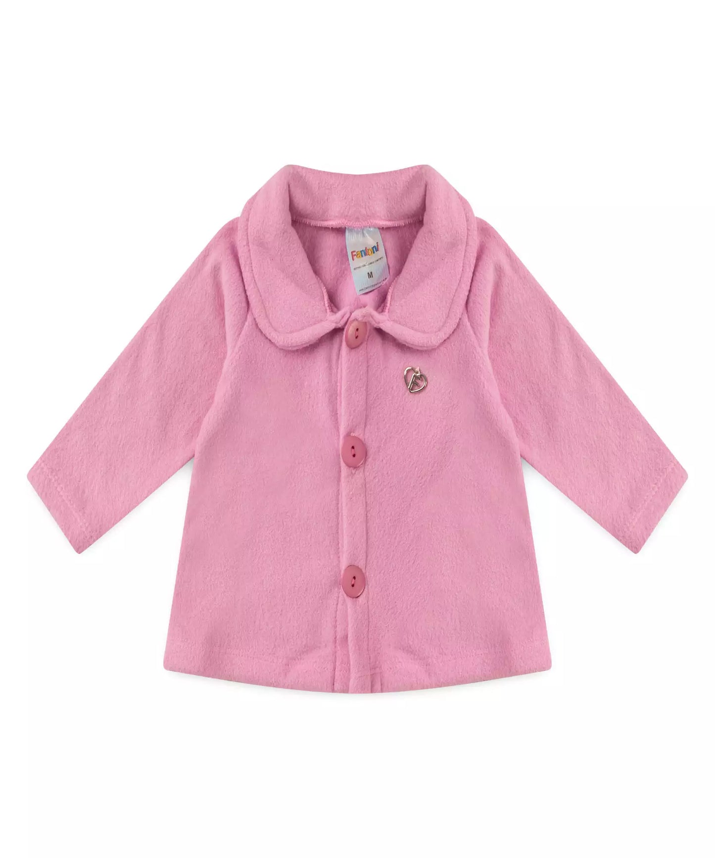 Casaco de Soft para Bebê Menina com Boina Rosa