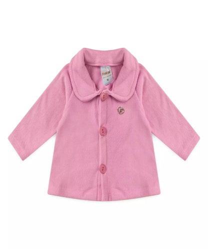 Casaco de Soft para Bebê Menina com Boina Rosa