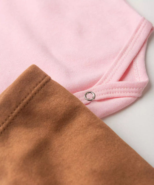 Conjunto Body Bebê Menina Gatinhas Rosa
