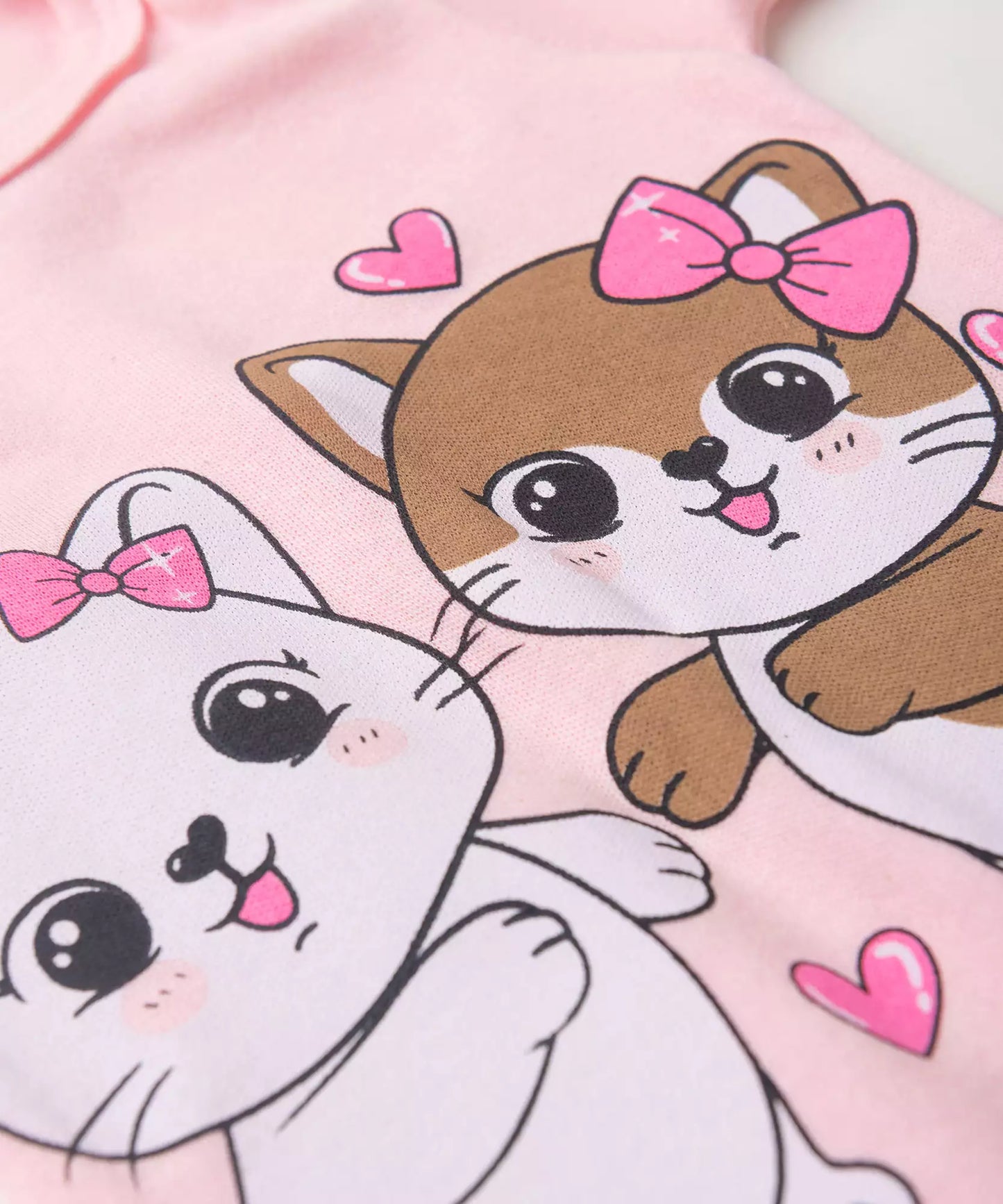 Conjunto Body Bebê Menina Gatinhas Rosa