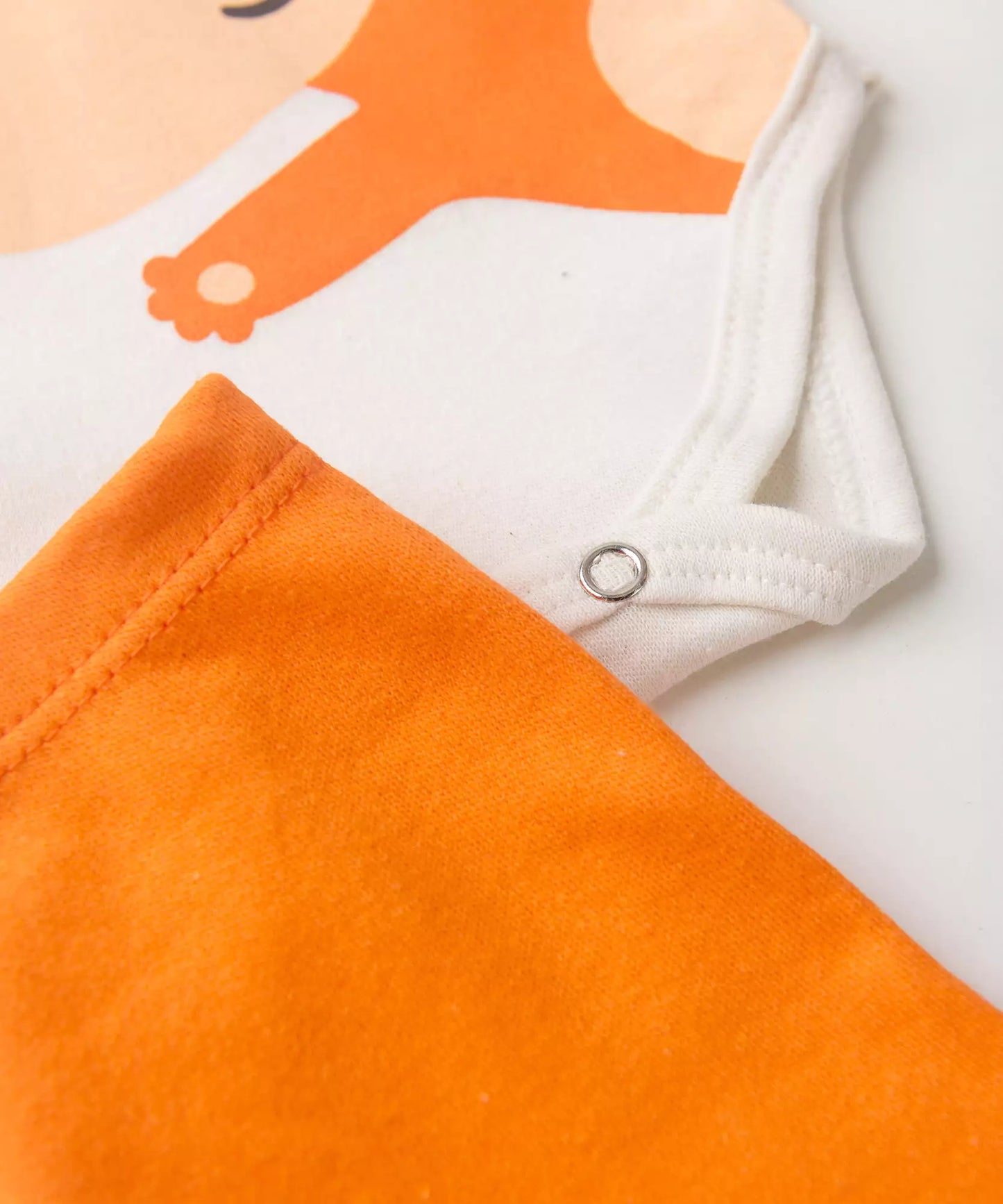 Conjunto Body Bebê Menino Raposinha Marfim