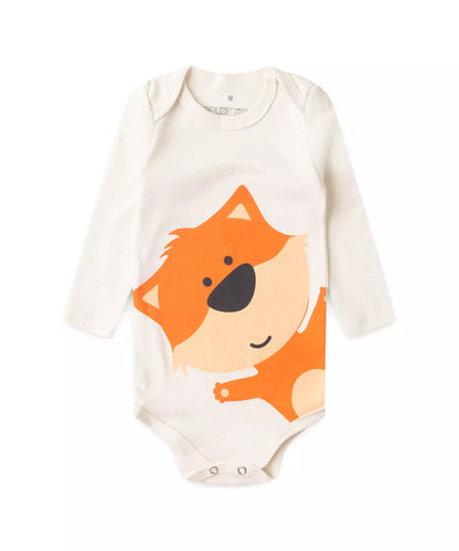 Conjunto Body Bebê Menino Raposinha Marfim