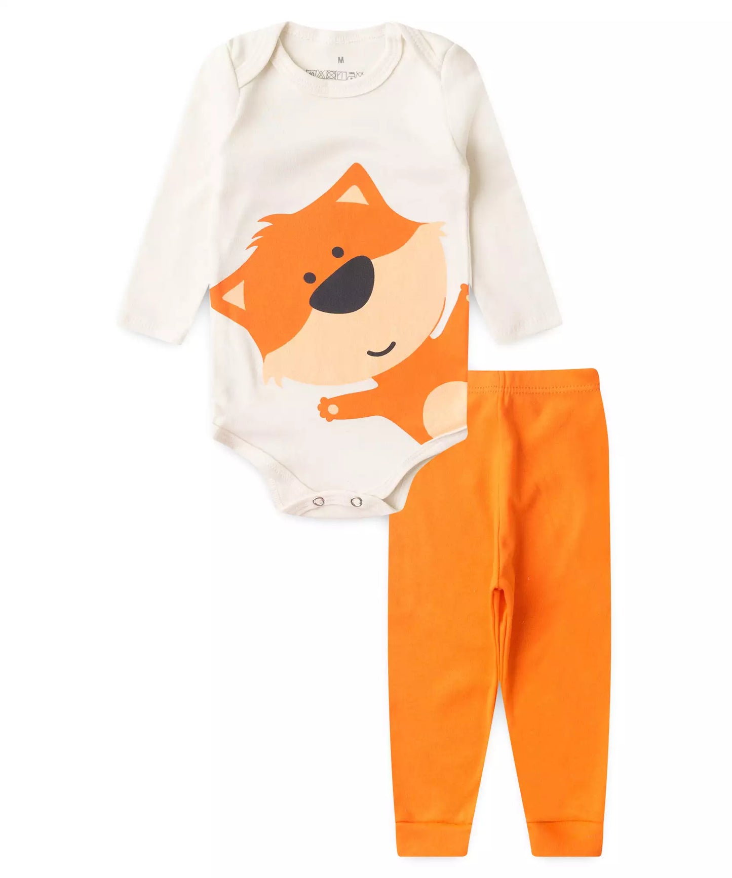 Conjunto Body Bebê Menino Raposinha Marfim