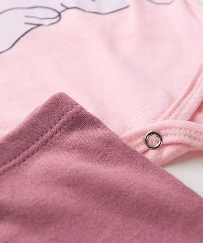 Conjunto Body Bebê Menina Gatinha Beijo Rosa
