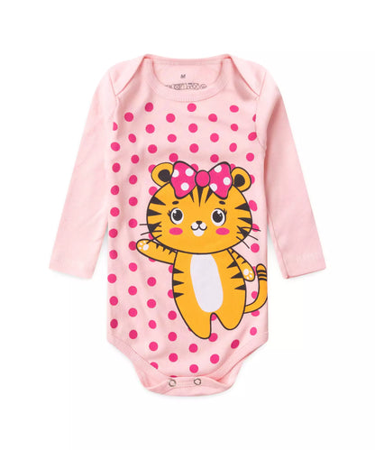 Conjunto Body Bebê Menina Gatinho Com Laço Rosa