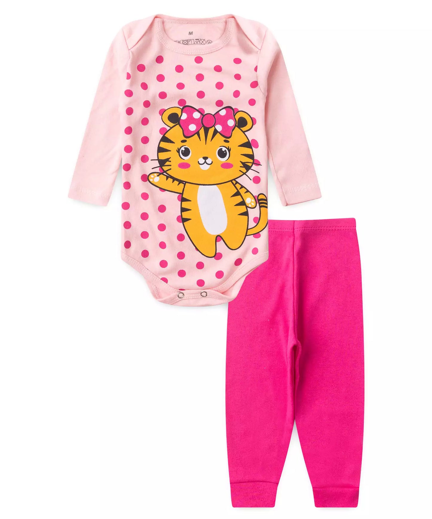Conjunto Body Bebê Menina Gatinho Com Laço Rosa