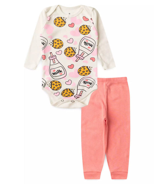 Conjunto Body Bebê Menina Milk Marfim