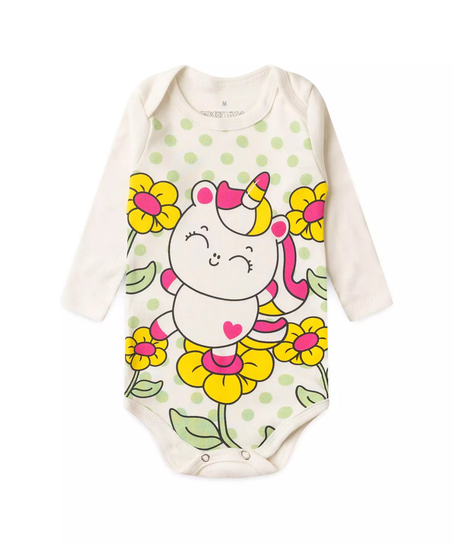 Conjunto Body Bebê Menina Unicórnio Marfim