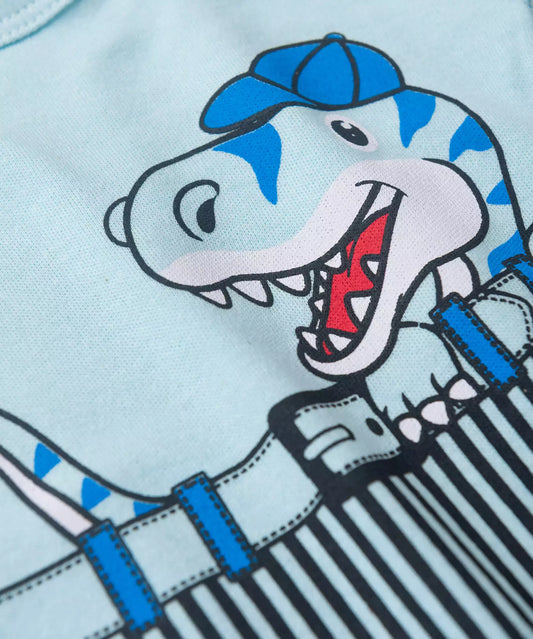 Conjunto Body Bebê Menino Dino Cool Azul