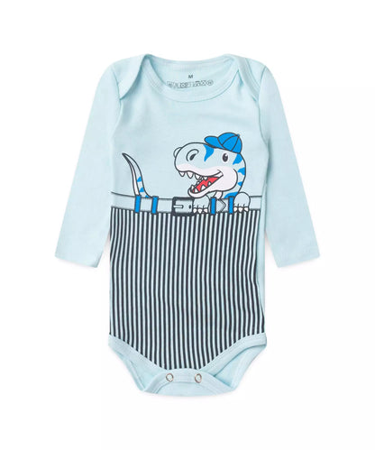 Conjunto Body Bebê Menino Dino Cool Azul