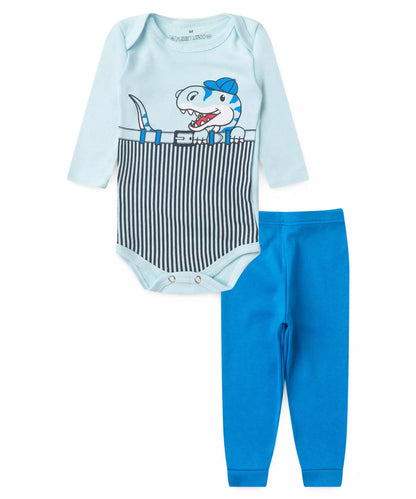 Conjunto Body Bebê Menino Dino Cool Azul