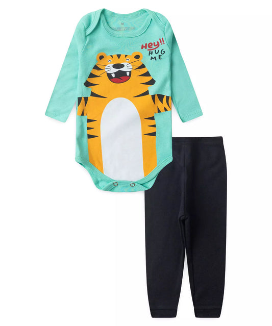 Conjunto Body Bebê Menino Hug Me Verde