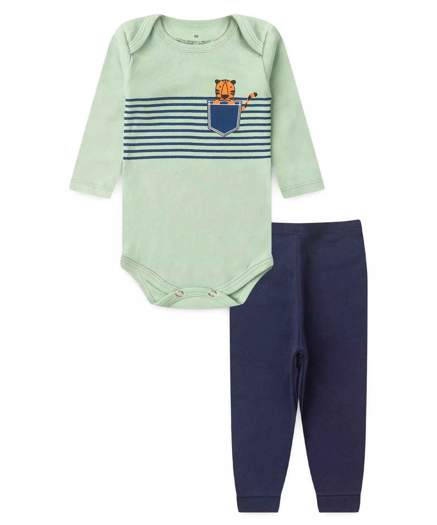 Conjunto Body Bebê Menino Pocket Tigre Verde