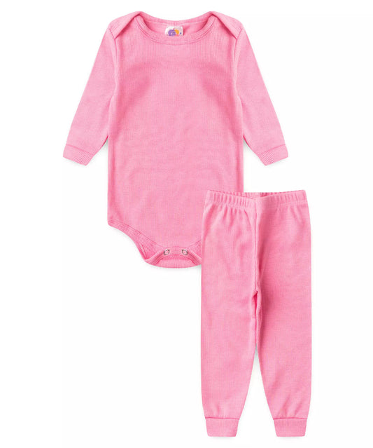 Conjunto Body para Bebê Menina Básico Rosa