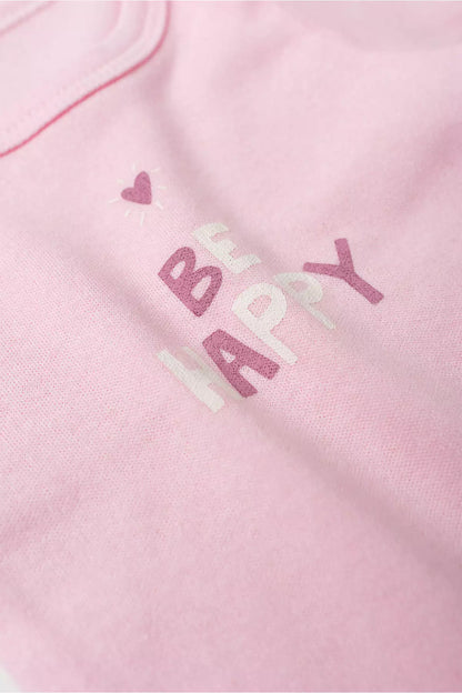 Conjunto Body para Bebê Menina Be Happy Rosa
