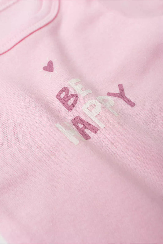 Conjunto Body para Bebê Menina Be Happy Rosa