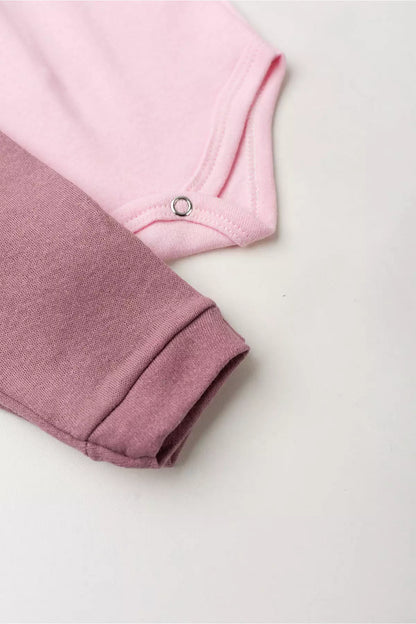 Conjunto Body para Bebê Menina Be Happy Rosa