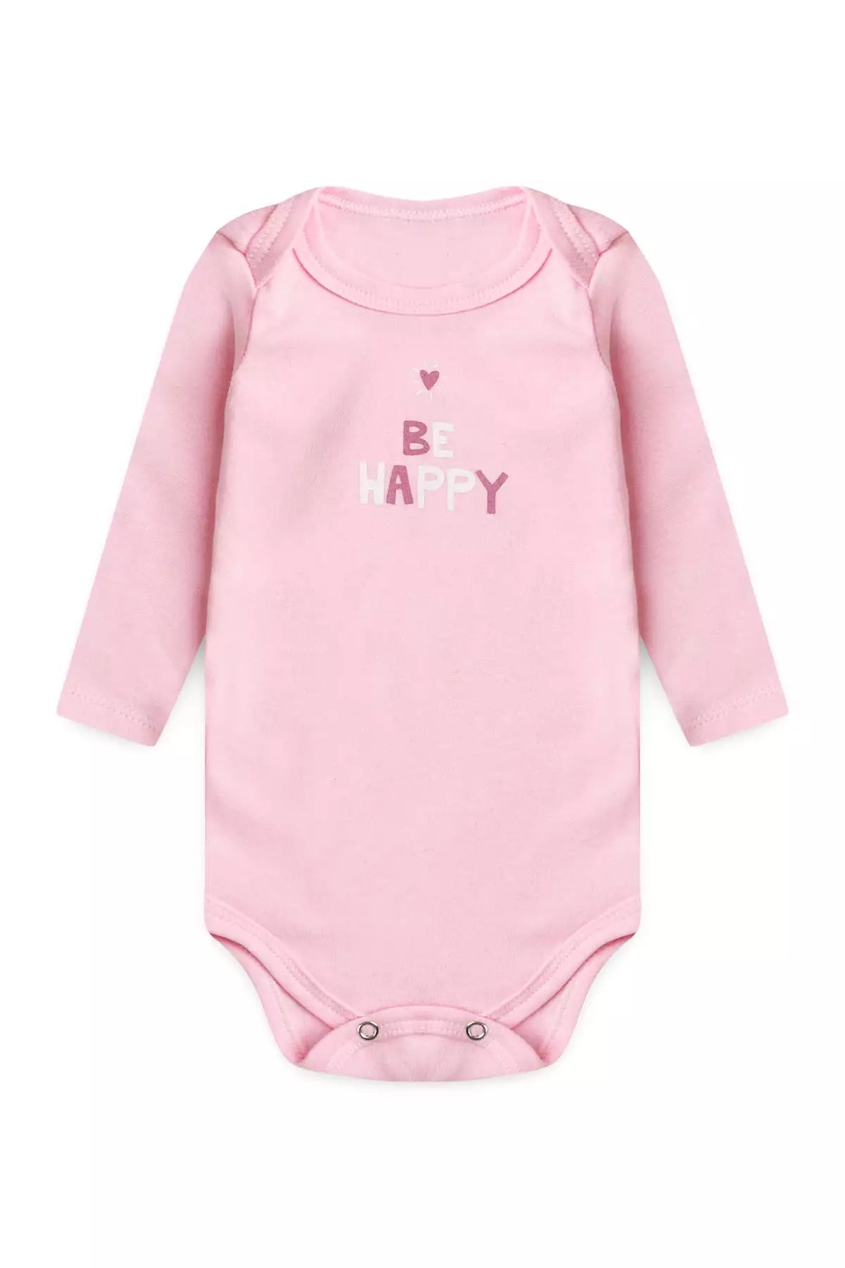 Conjunto Body para Bebê Menina Be Happy Rosa