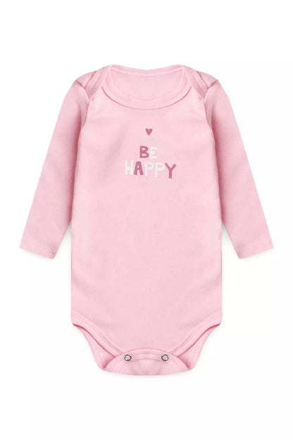 Conjunto Body para Bebê Menina Be Happy Rosa