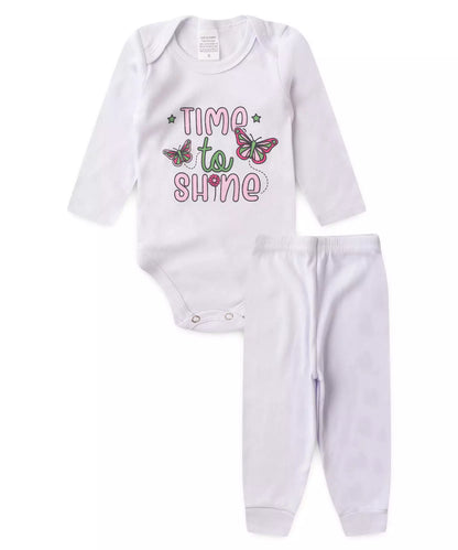 Conjunto Body para Bebê Menina Borboleta Branca